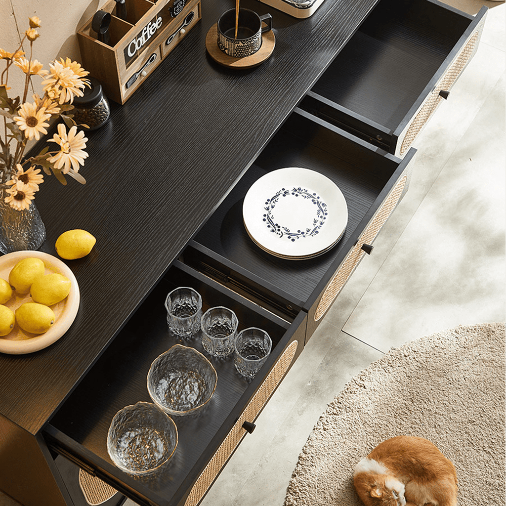 Ballard Rattan Sideboard, Black Or Oak - Miola