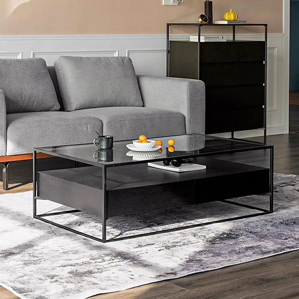 Sanderson Rectangle Coffee Table With Storage, Black - Miola