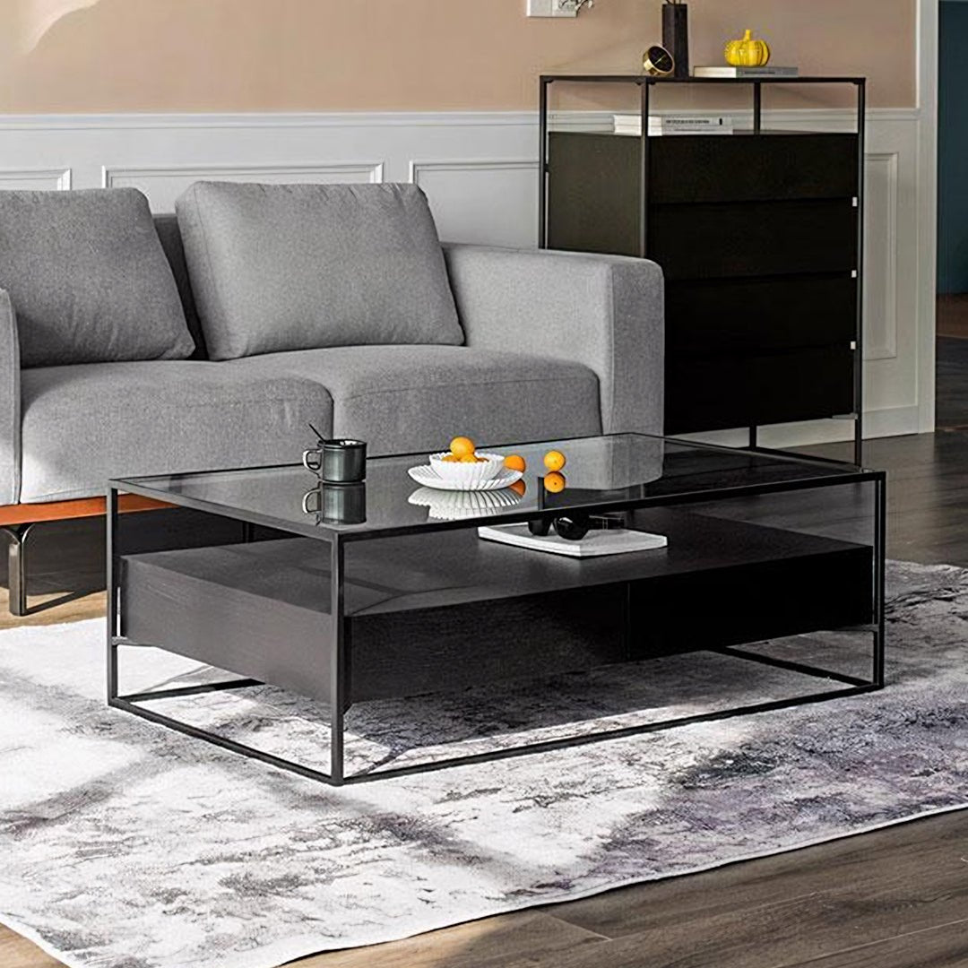 Sanderson Rectangle Coffee Table With Storage, Black - Miola