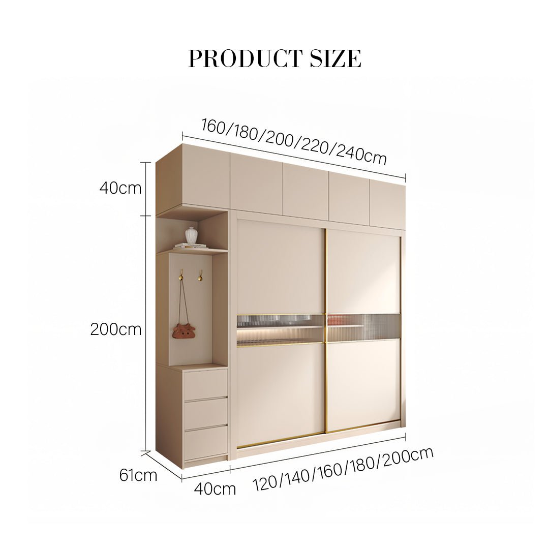 Jansen Sliding Door Wardrobe, Cream - Miola