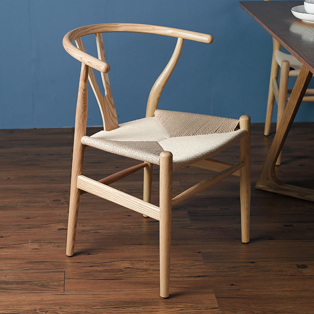 Gupta Dining Chair, Solid Wood & Rattan, Oak - Miola