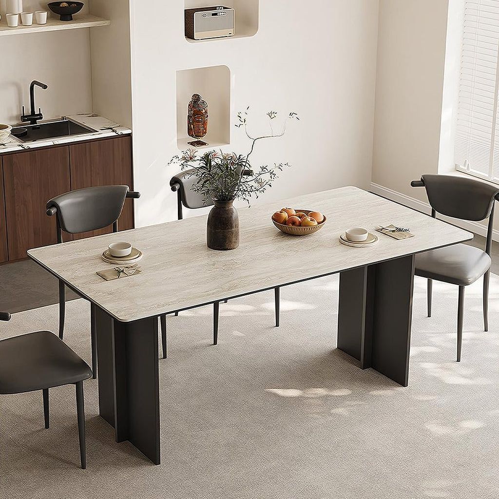 Hasegawa Dining Table, Sintered Stone With Black Legs - Miola