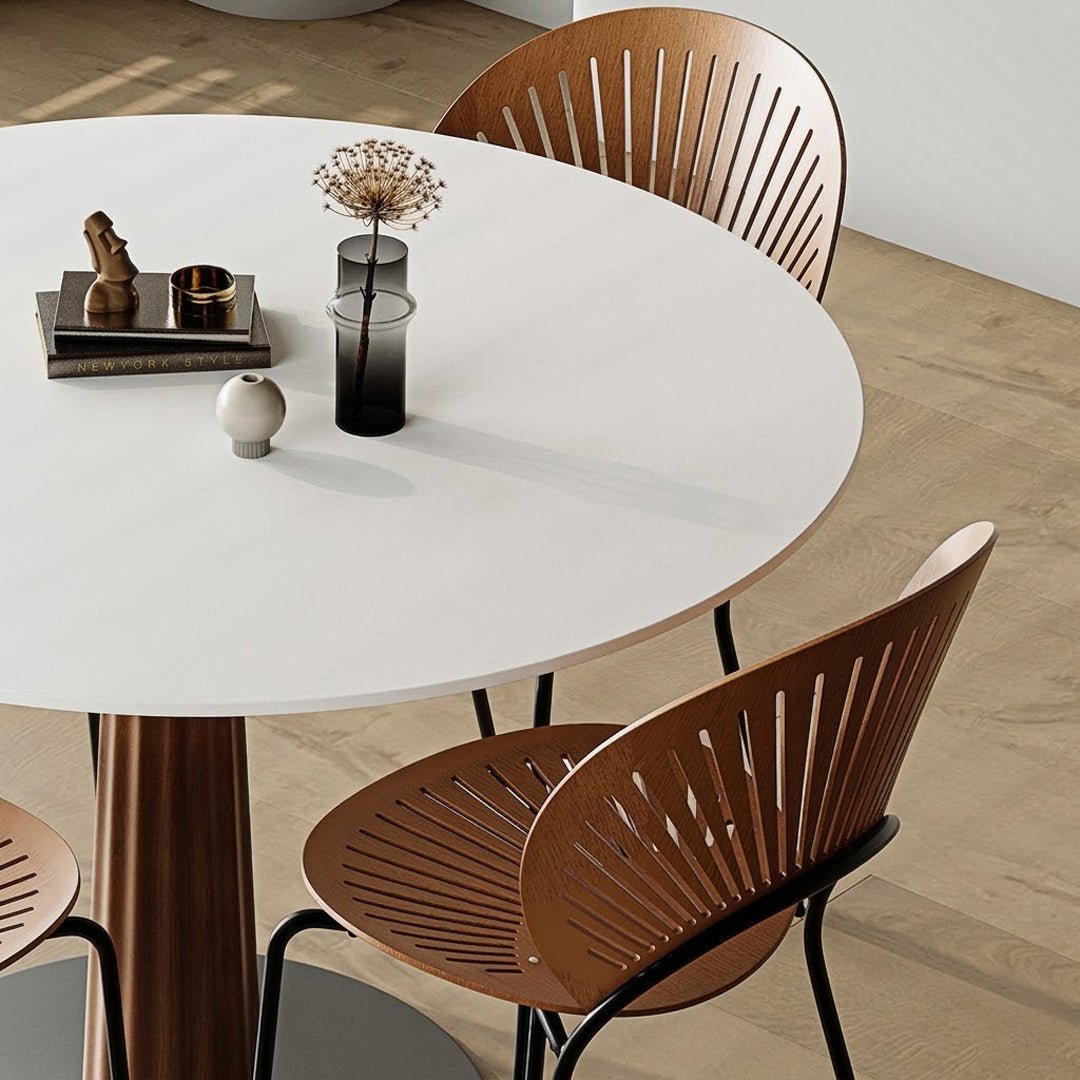 Anderson Small Round Dining Table, Sintered Stone & Solid Wood - Miola