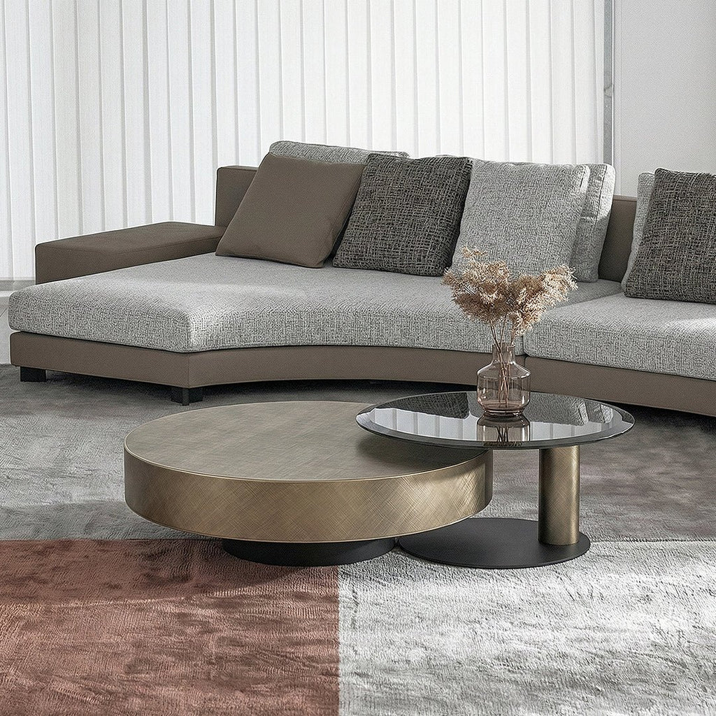 Gold Nesting Coffee Table, With Black Side Table - Miola