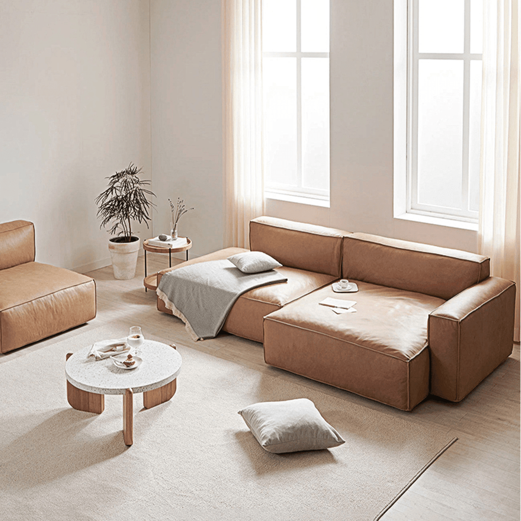 Lucian Four Seater Coner Sofa, Modular Sofa, Real Leather - Miola