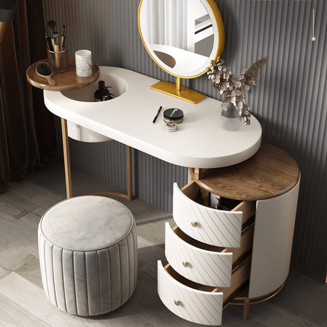 Tandy Dressing Table With LED Mirror, White, Makeup Vanity - Miola