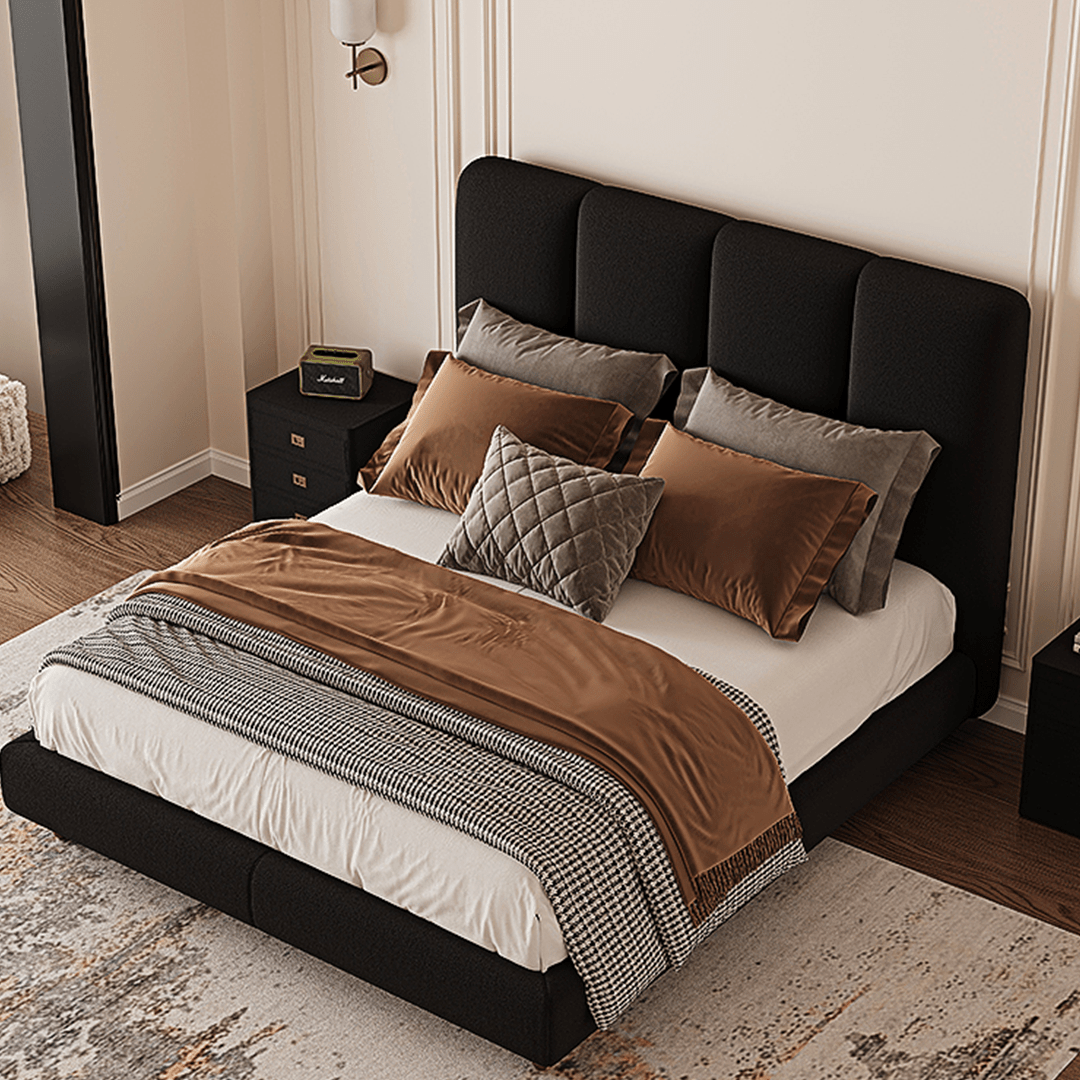 Lysander Double Bed, King Size Bed, Black - Miola