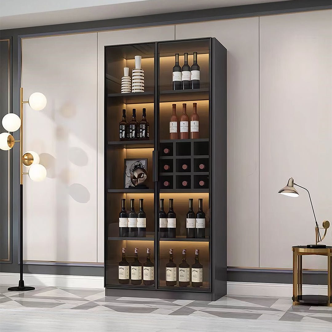 Hampshire I Wine Cabinet, Wine Storage With Glass Doors & Lights - Miola