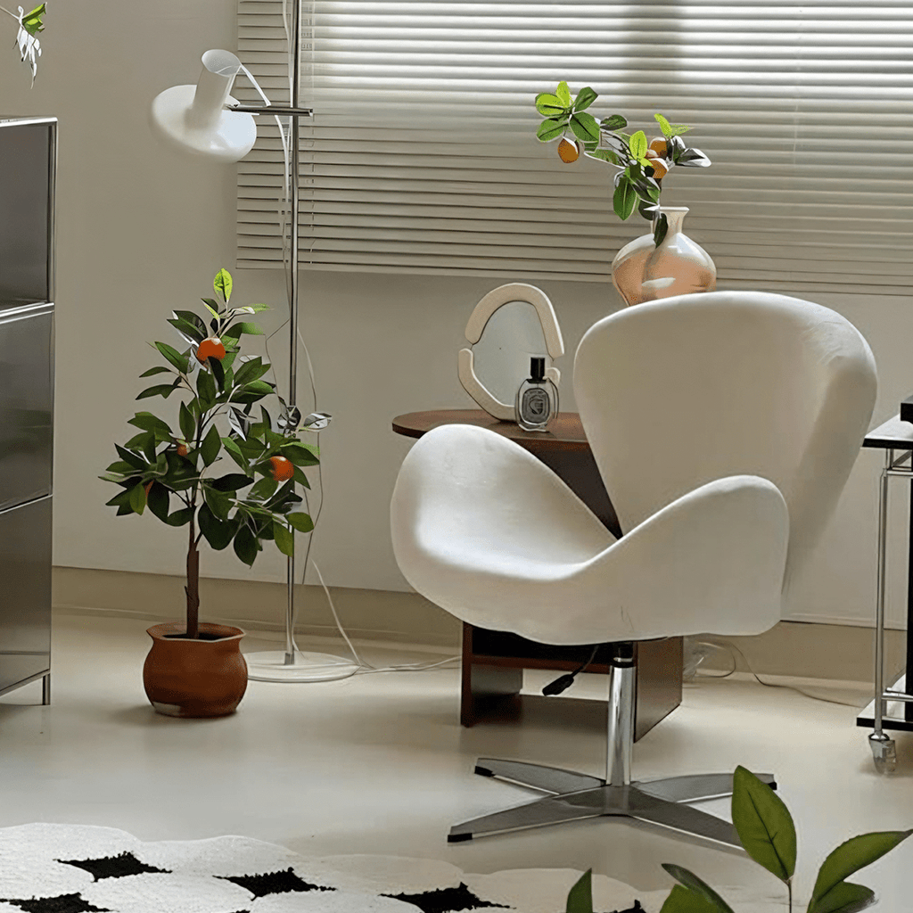 Tane Swivel Office Chair, Cream Flannelette - Miola