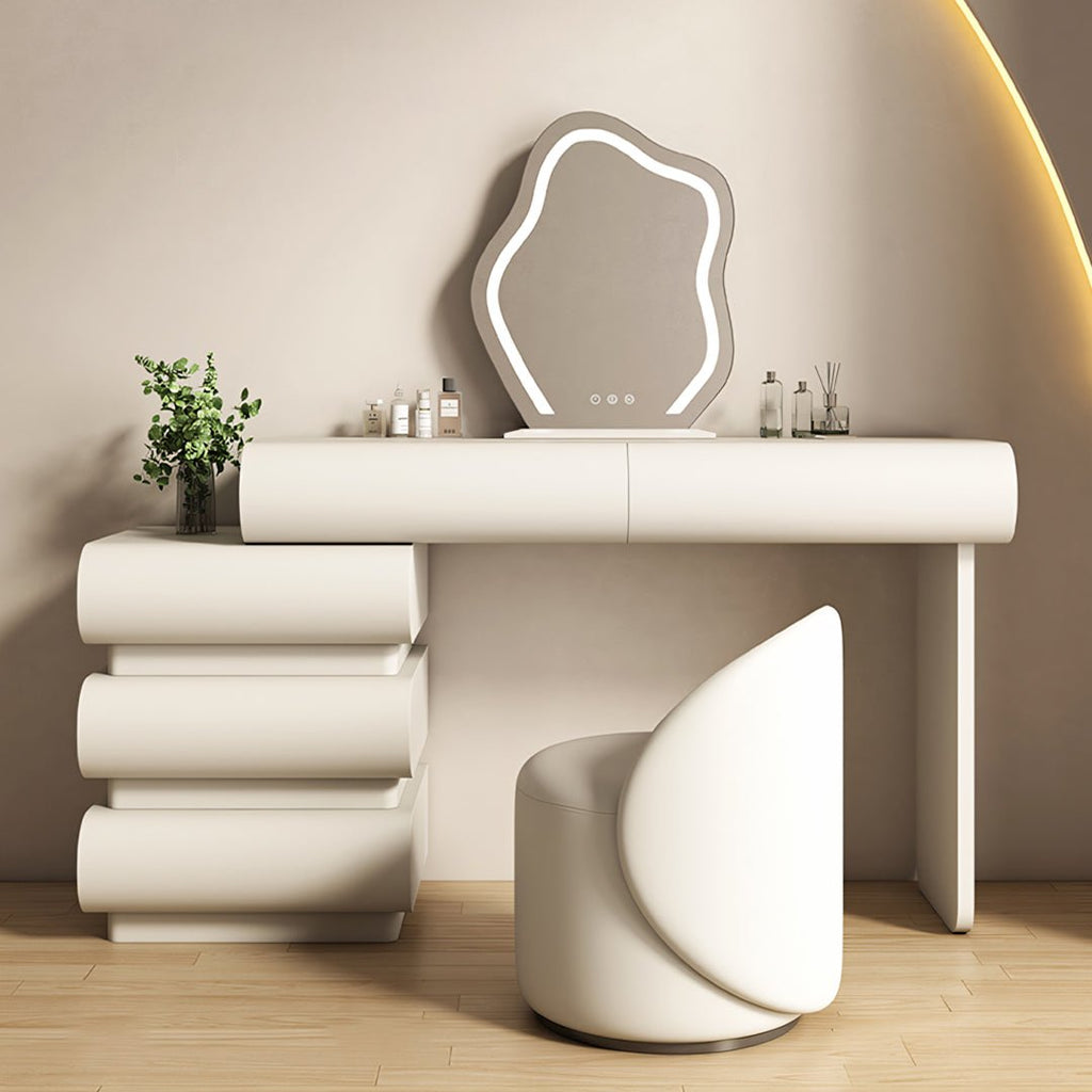 Penelope Dressing Table And Stool, With LED Mirror, Cream - Miola