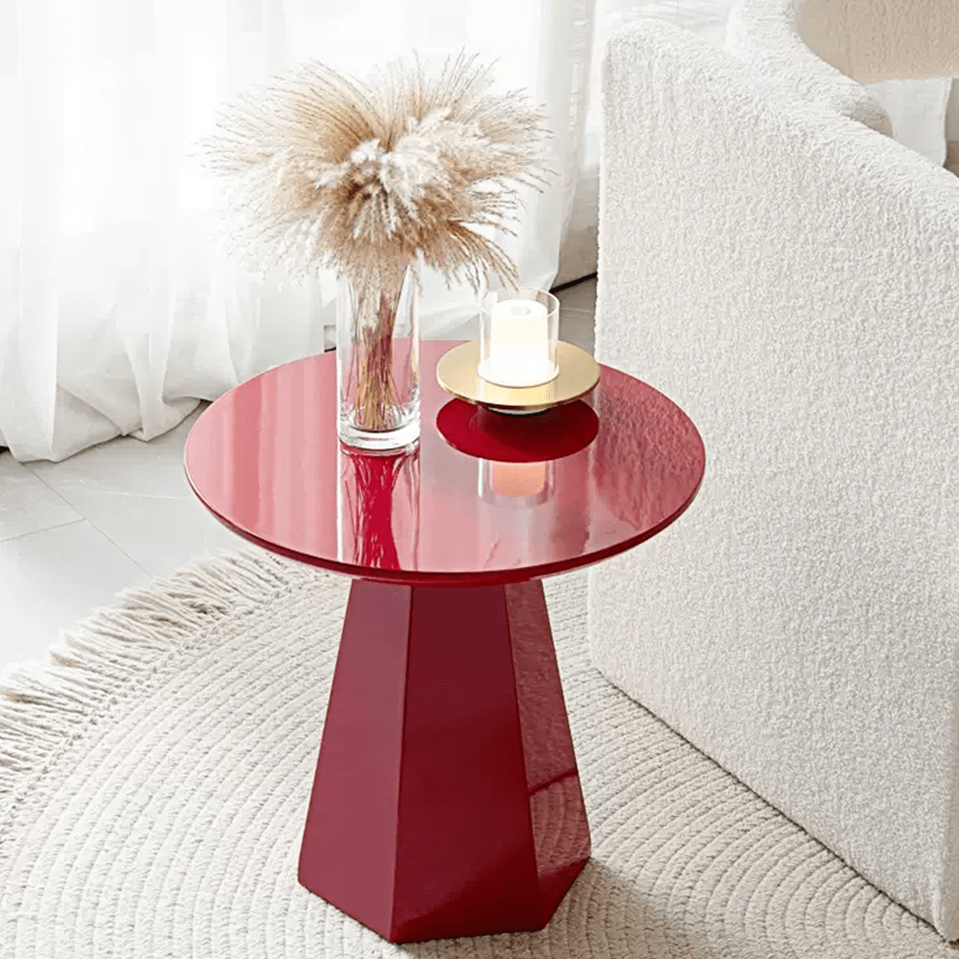 Melpomene Round Side Table, Red - Miola