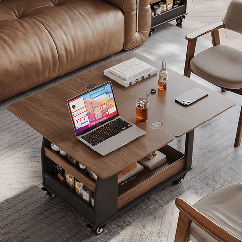 Ariana Lift Up Table, Foldable Coffee Table With Storage & Casters - Miola
