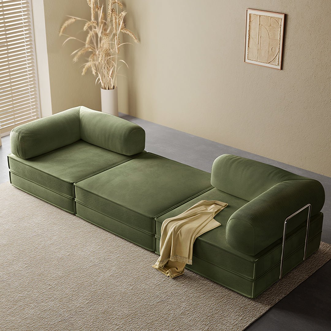 Van Buren Foldable Lazy Sofa Bed, Corduroy - Miola