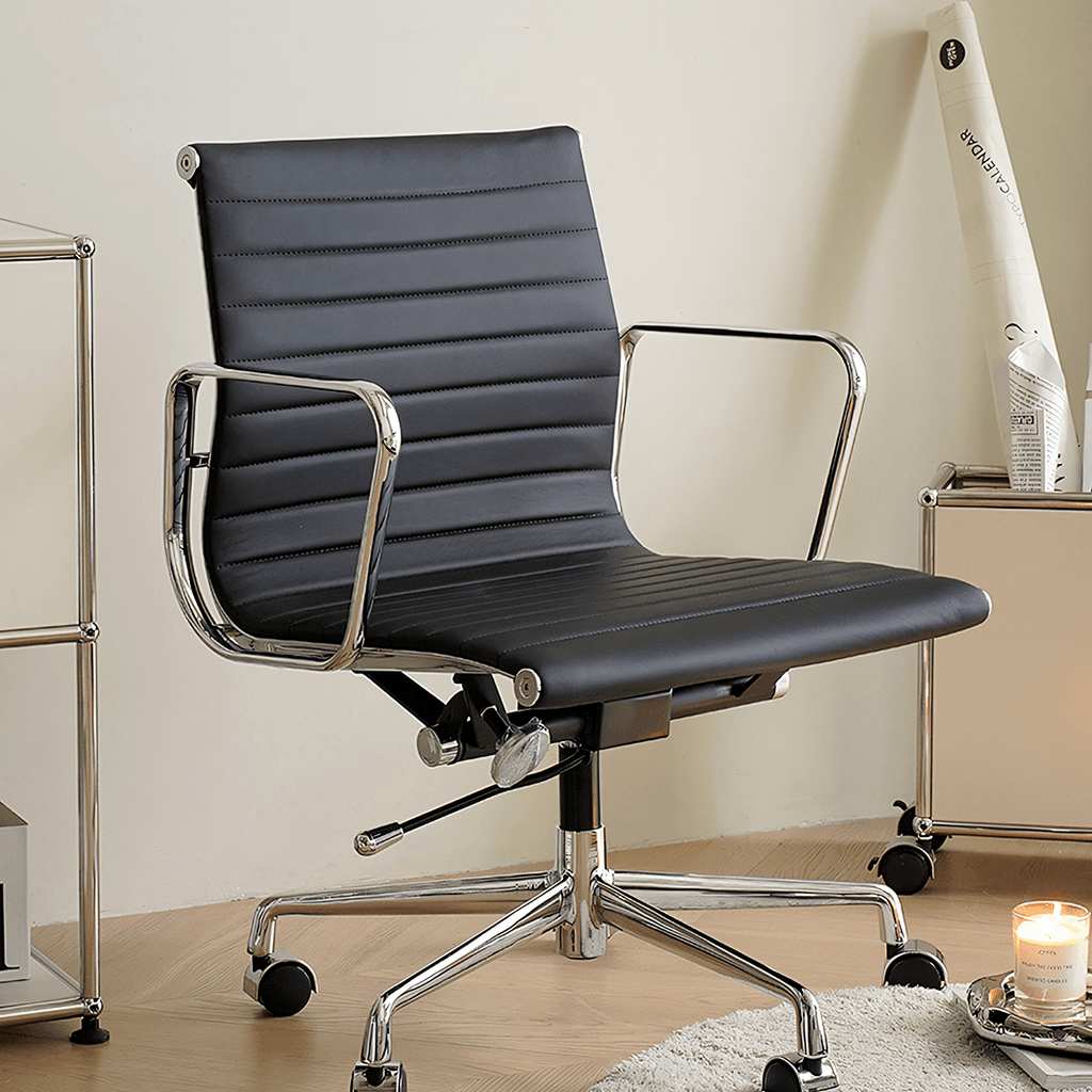 Rangi Leather Office Chair, Hight Back, Black - Miola