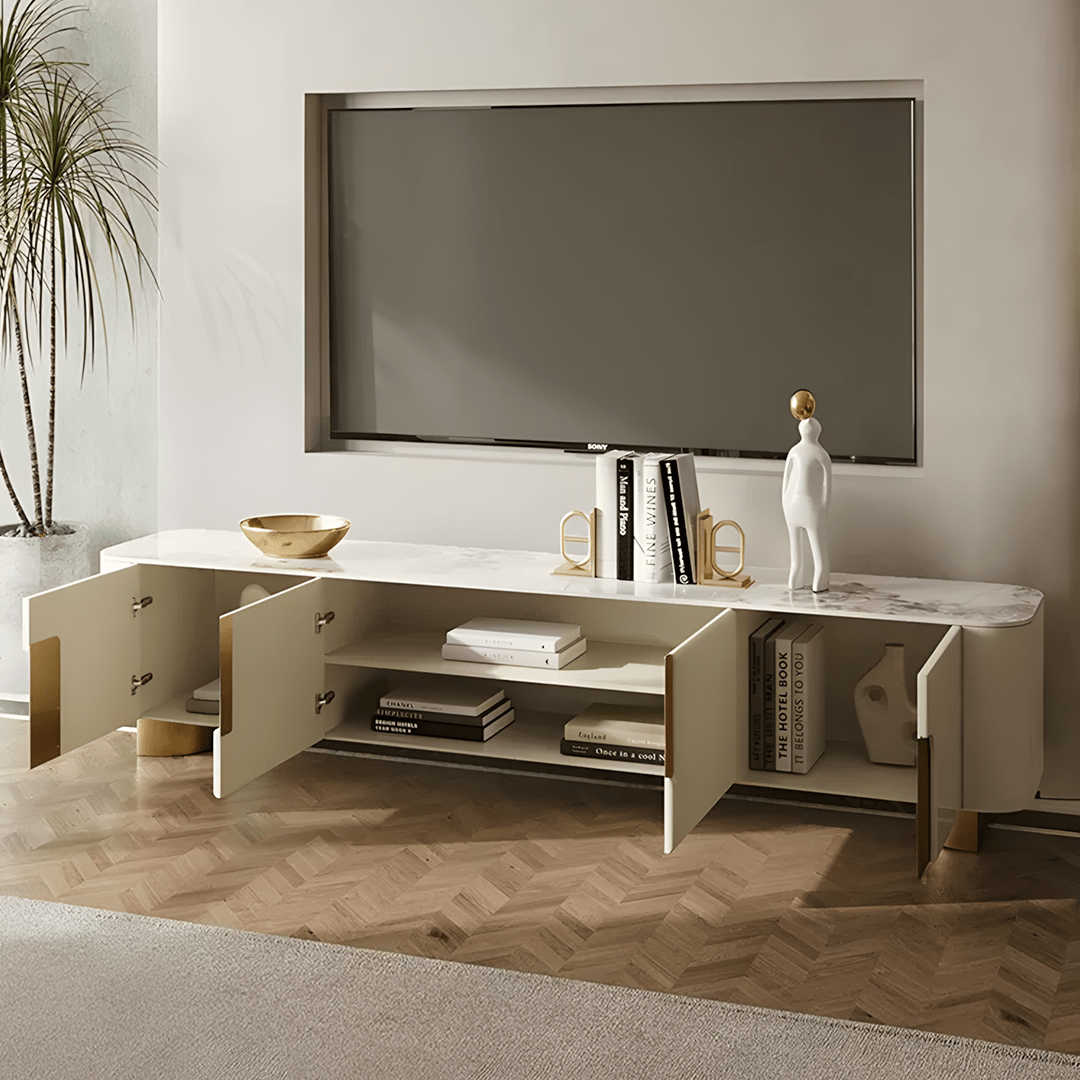 Athena TV Stand, Cream & Gold - Miola