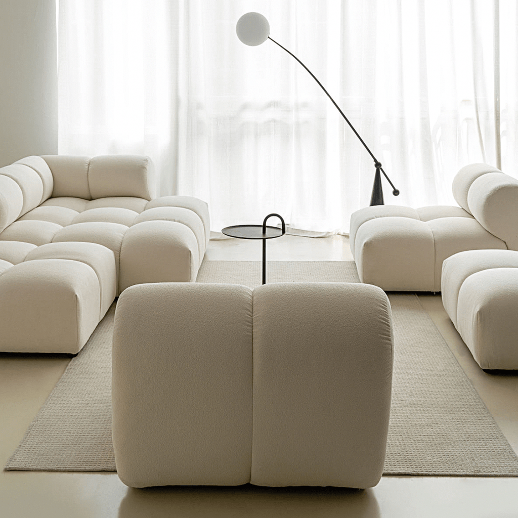 Lysander Velvet Module Three Seater, Four Seater, Five Seater Sofa, Corner Sofa, White - Miola