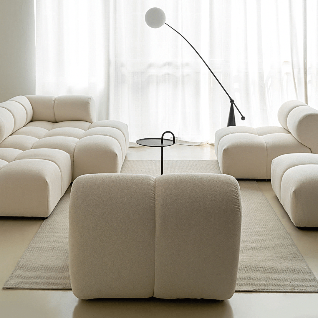 Lysander Velvet Module Three Seater, Four Seater, Five Seater Sofa, Corner Sofa, White - Miola