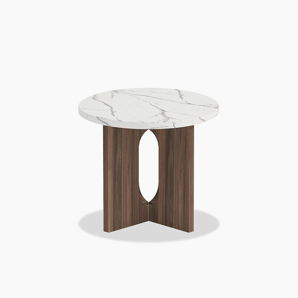 Caravaggio Round Side Table, Marble - Miola