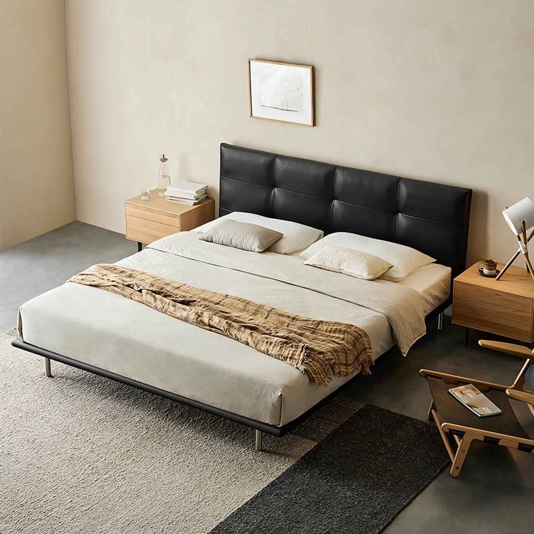 Ines Floating Bed, King Size, Super King Size Bed, Real Leather - Miola