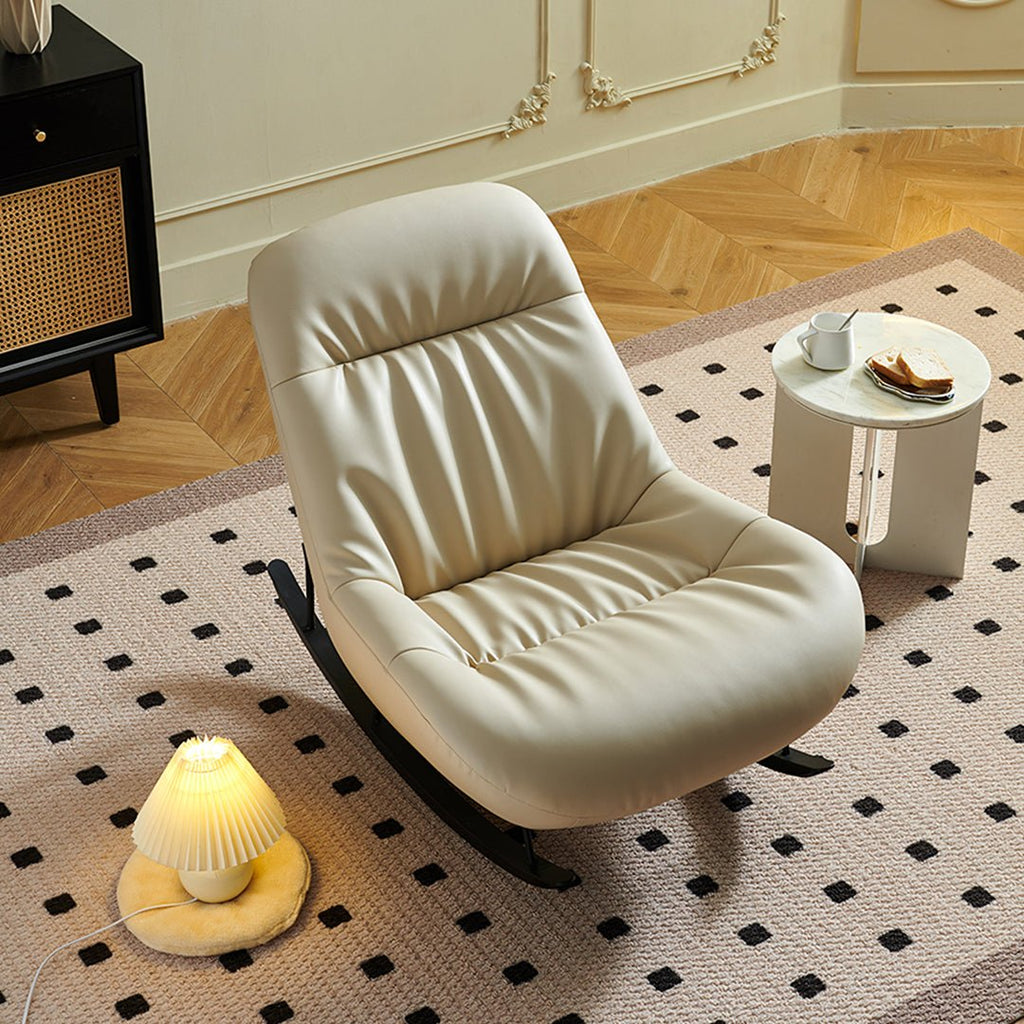 Lutz Rocking Chair With Footstool, Leather - Miola