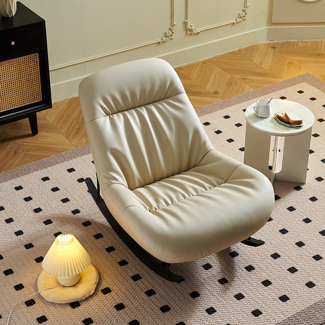 Lutz Rocking Chair With Footstool, Leather - Miola