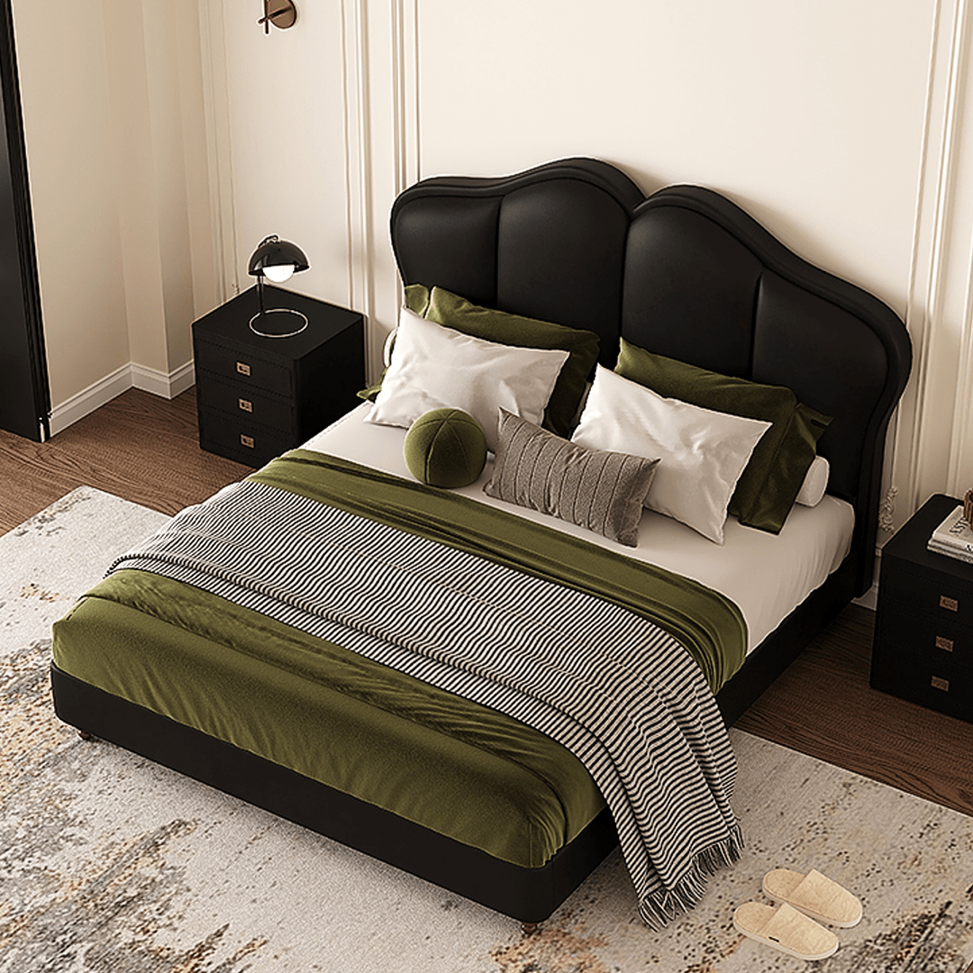 Zephyr Leather Double Bed - Miola