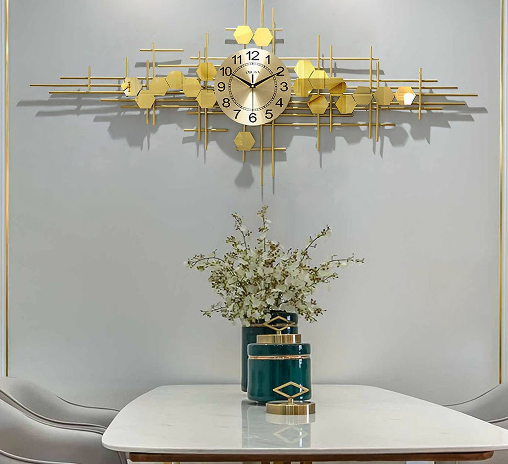 Clark Art Deco Wall Clock, Silent Clock, Gold - Miola