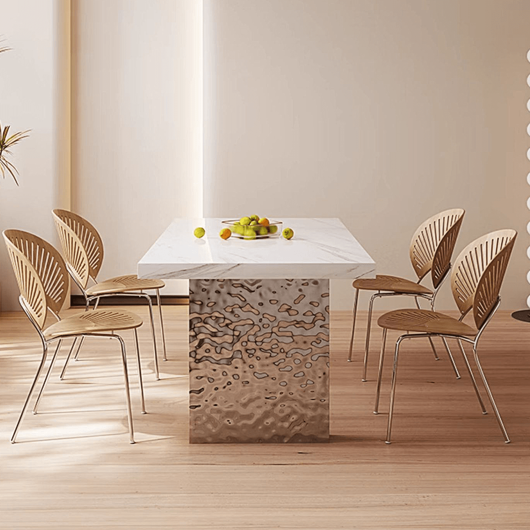 Madison Dining Table, White Sintered Stone & Acrylic - Miola