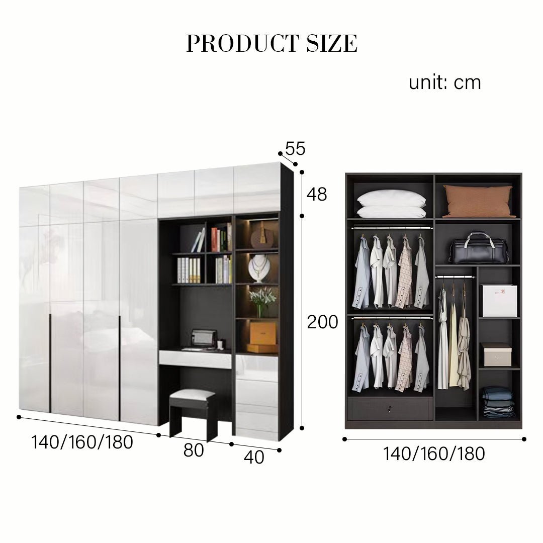 Nascimento Corner Wardrobe, Tall Wardrobe, L Shape Wardrobe With Dressing Table - Miola