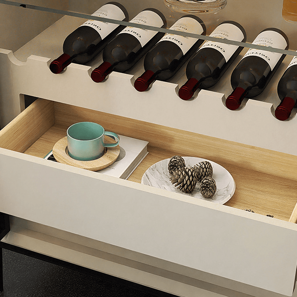 Delfina Wine Cabinet, Cabinet With Wine Rack, Light Grey Wood - Miola