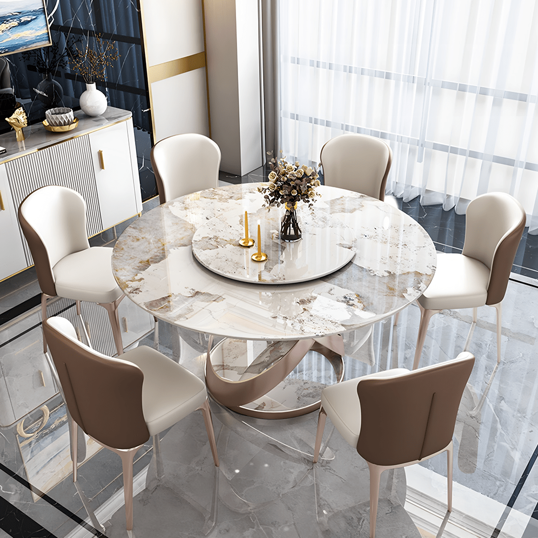 Androme Round Dining Table & Chairs, With Rotatable Tray - Miola