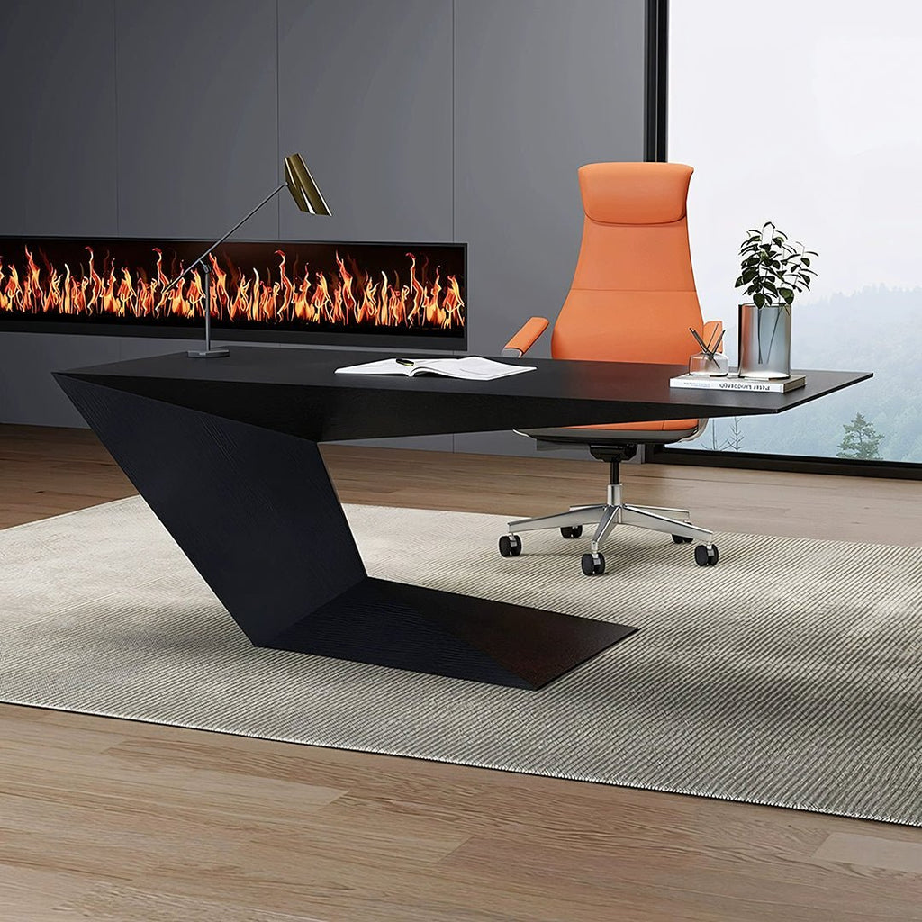 Kofi Modern Office Desk For Home, Black Wood - Miola
