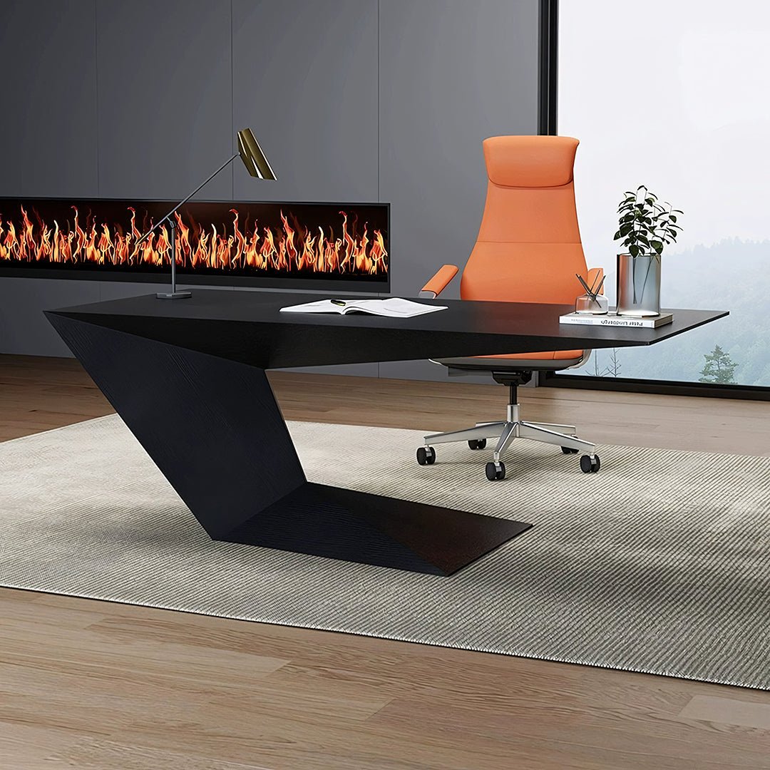 Kofi Modern Office Desk For Home, Black Wood - Miola