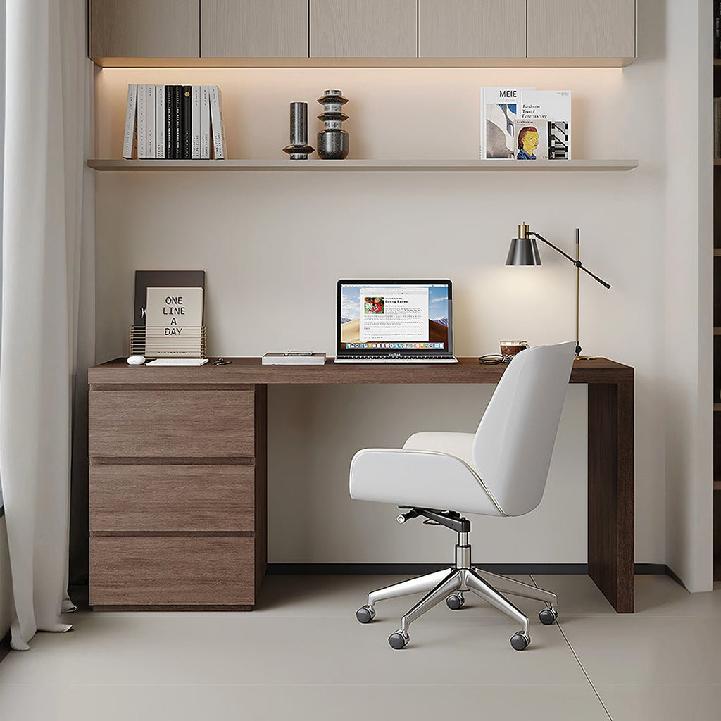 Jamal Office Desk With Storage & Office Chair, Solid Wood - Miola