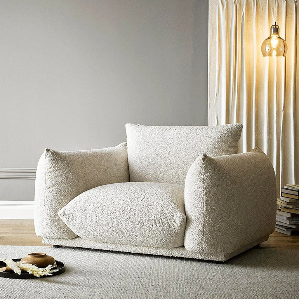 Isabella Two Seater, Three Seater Sofa, Boucle Or Velvet, White - Miola