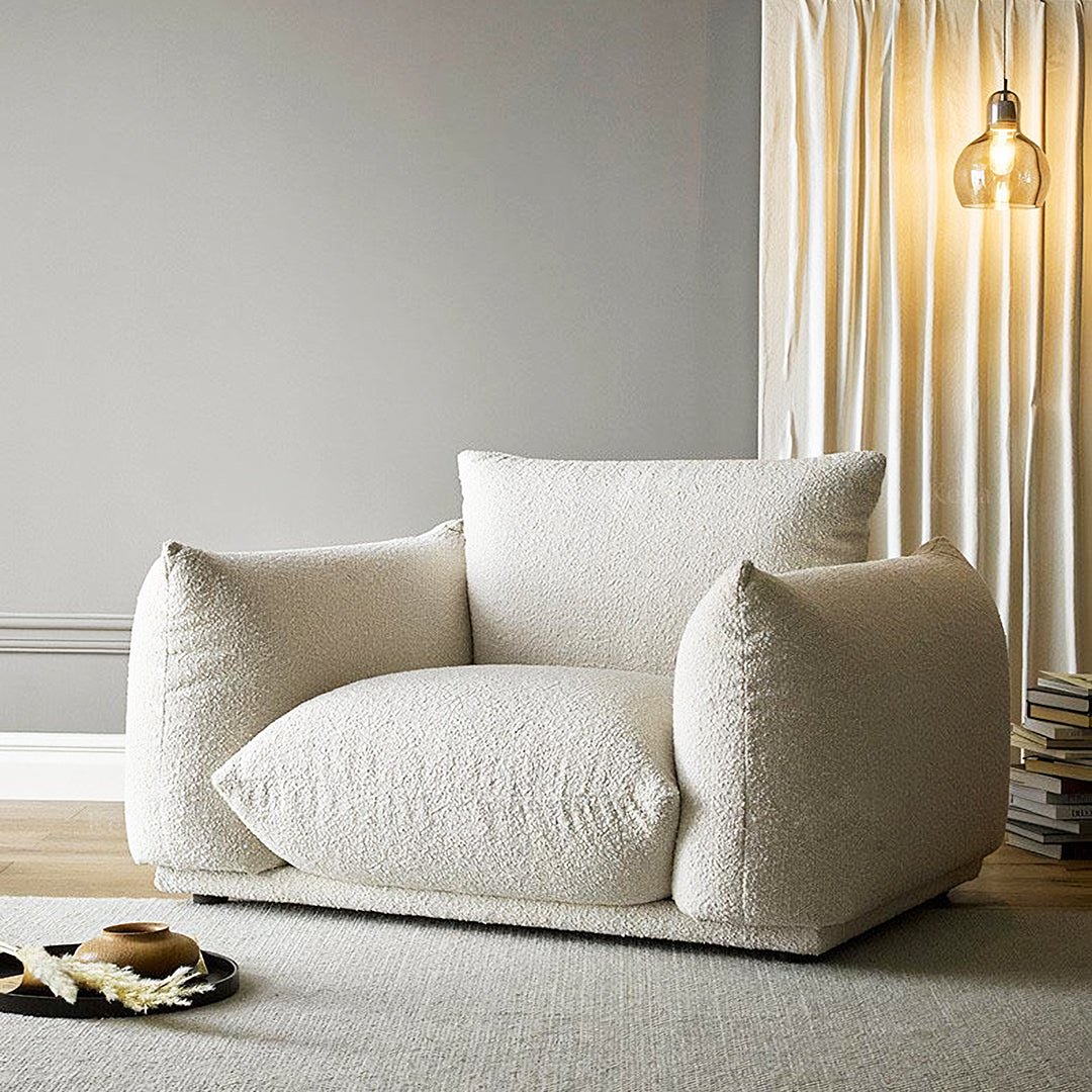 Isabella Two Seater, Three Seater Sofa, Boucle Or Velvet, White - Miola