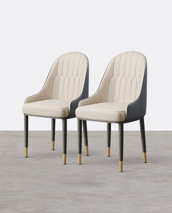 A Set of 2 Scott Dining Chairs, PU Leather