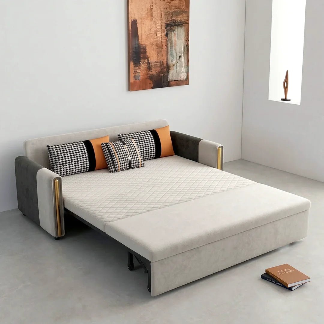Imelde Two Seater Sofa Bed, Linen - Miola
