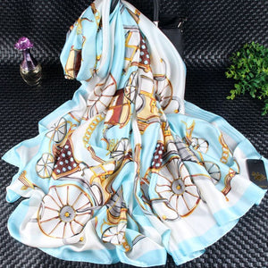 Wagons printed satin scarf