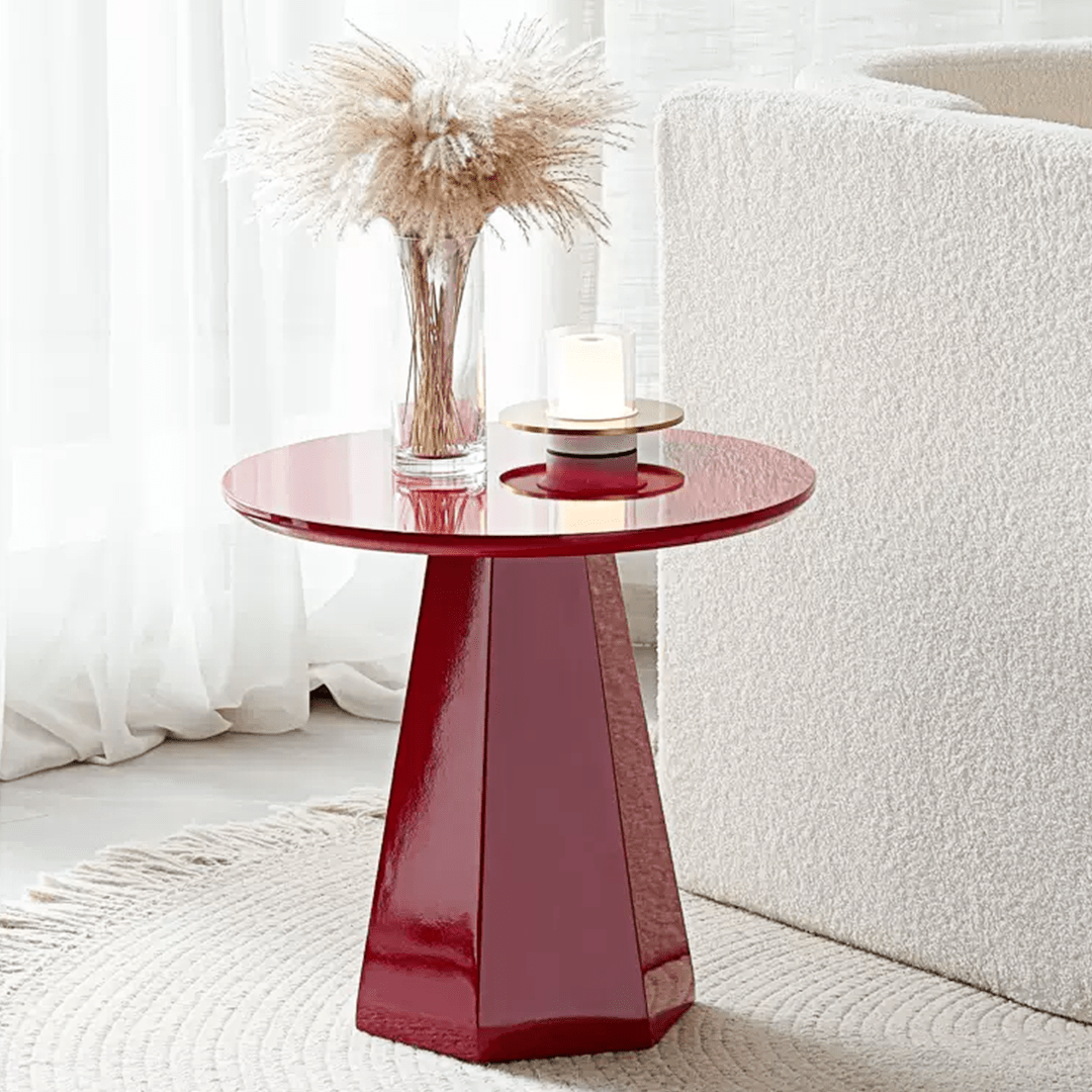 Melpomene Round Side Table, Red - Miola