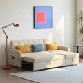 ML203 Three Seater Sofa Bed, L Shape Sofa Bed With Storage, Linen - Miola