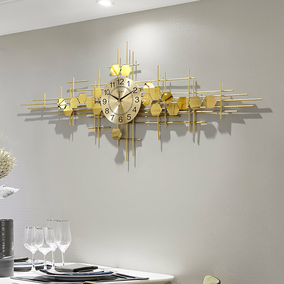 Clark Art Deco Wall Clock, Silent Clock, Gold - Miola