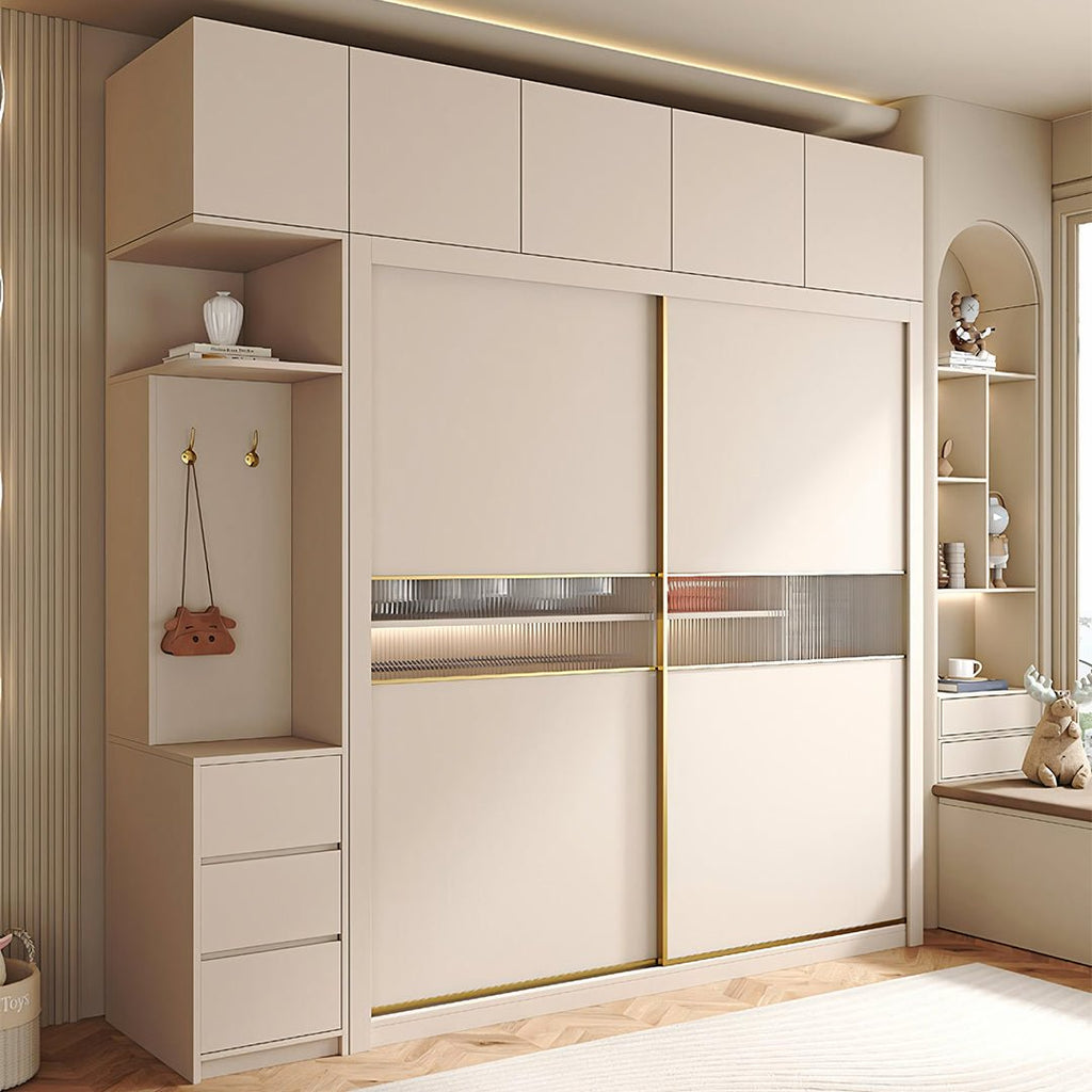 Jansen Sliding Door Wardrobe, Cream - Miola