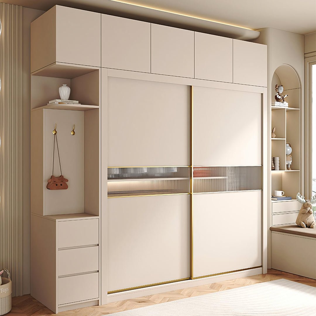Jansen Sliding Door Wardrobe, Cream - Miola