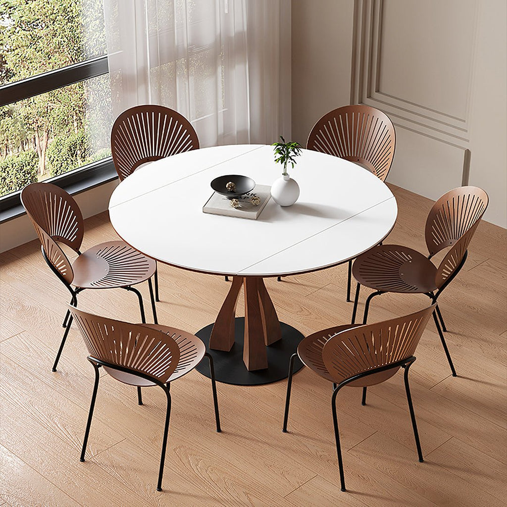 Caruso Round Extending Dining Table, Sintered Stone, White - Miola