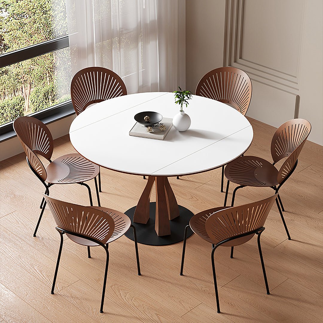 Caruso Round Extending Dining Table, Sintered Stone, White - Miola