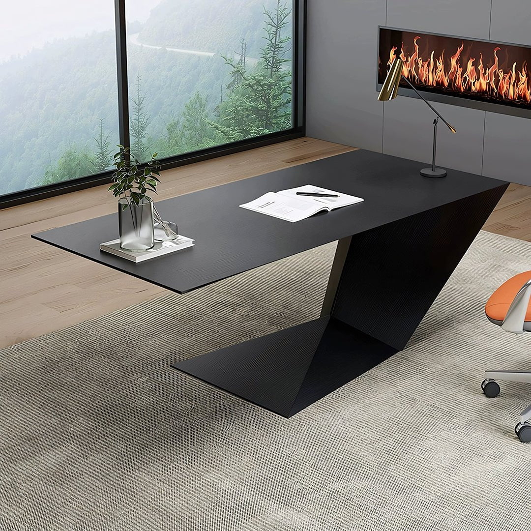 Kofi Modern Office Desk For Home, Black Wood - Miola