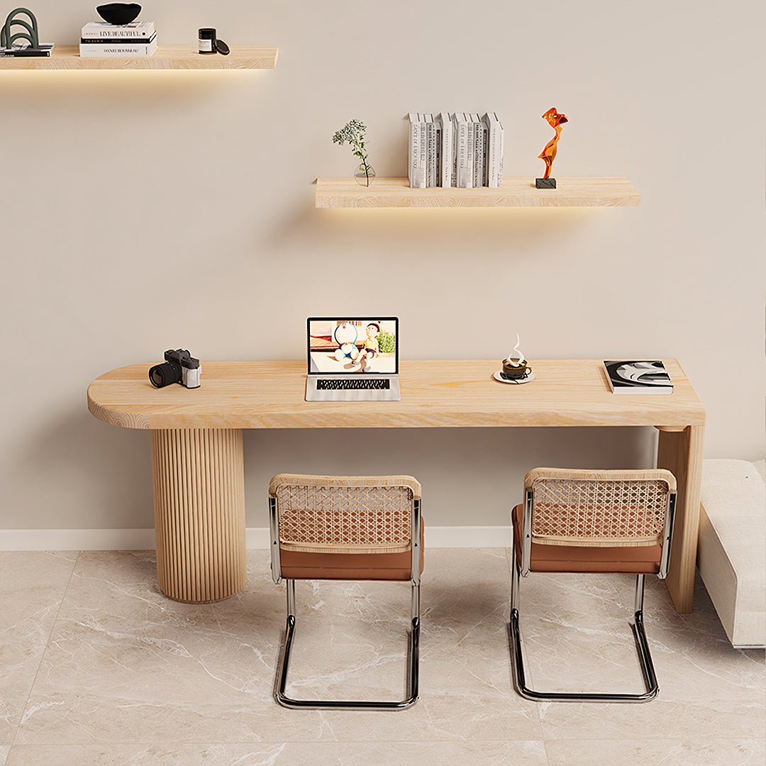 Haruki Narrow Office Desk, Solid Wood, Light Oak - Miola
