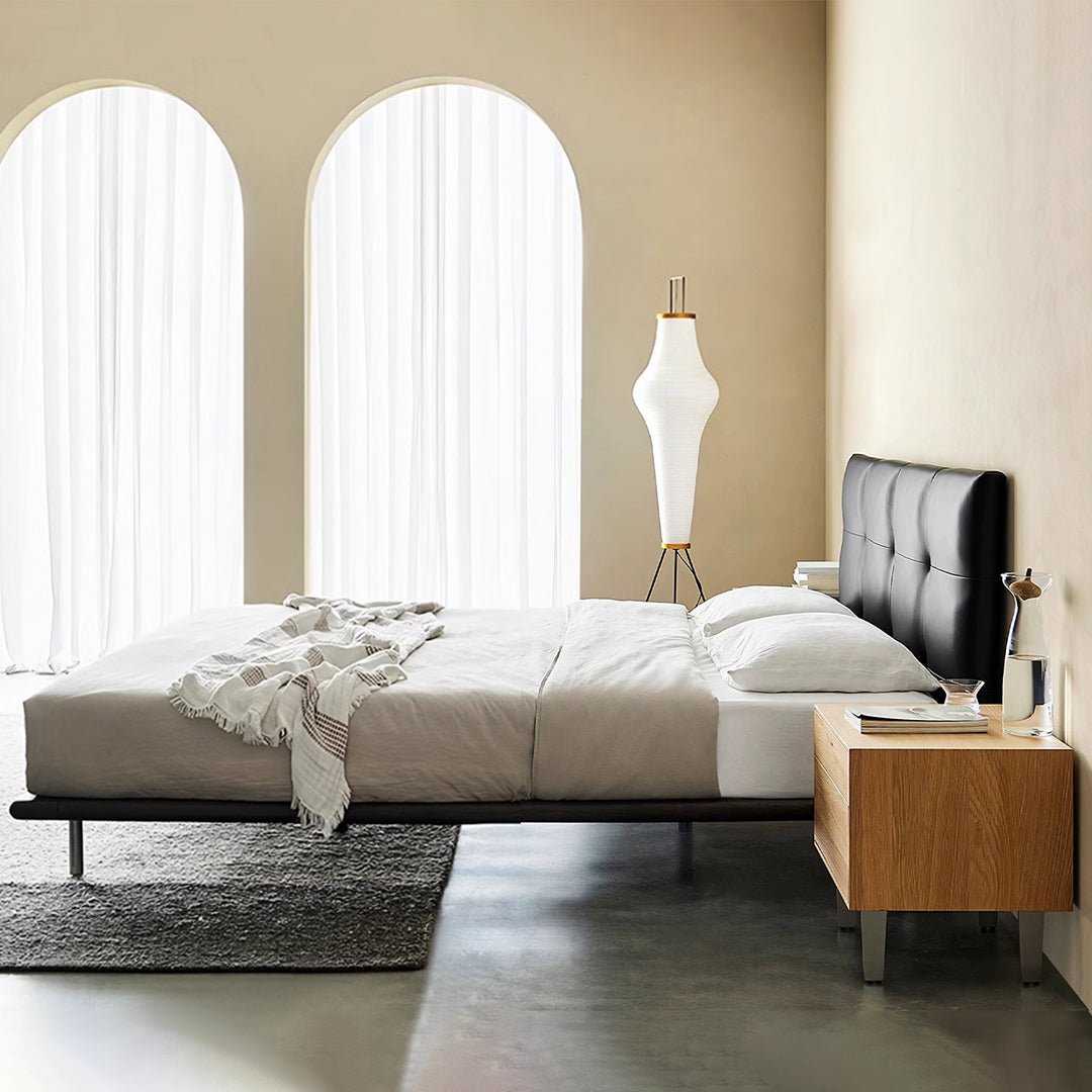 Ines Floating Bed, King Size, Super King Size Bed, Real Leather - Miola
