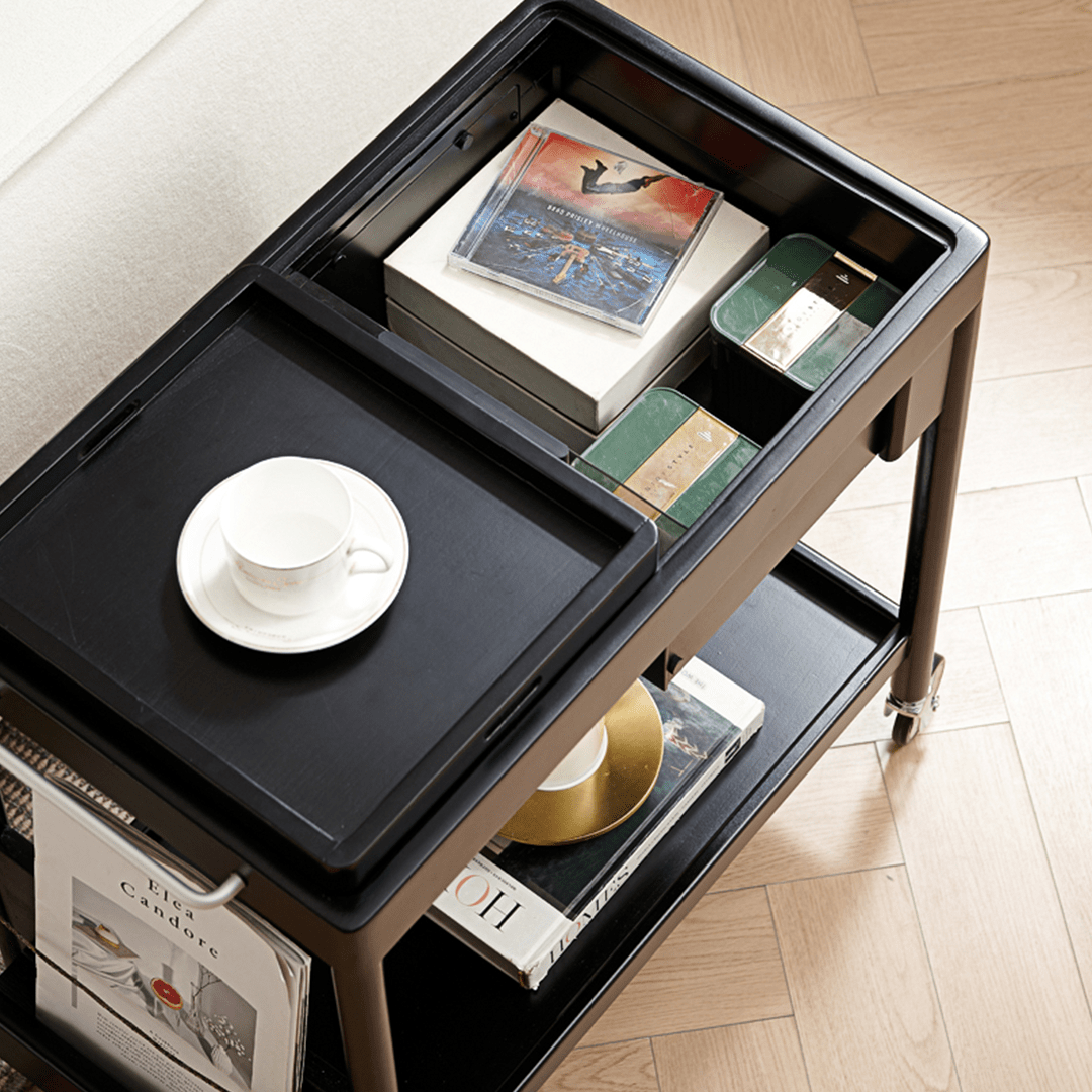 Orion With Magazine Rack Side Table With Trolleys - Miola